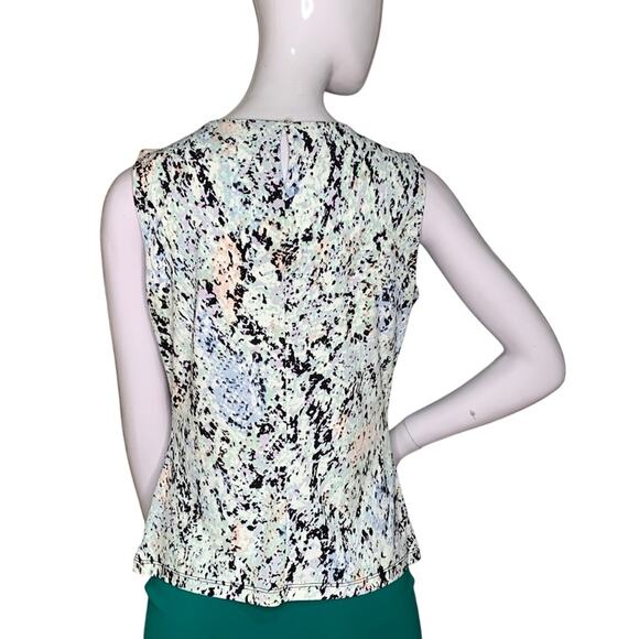 Calvin Klein Blouse Sleeveless Multicolor Print Key Hold on Back Pullover Size S - Picture 5 of 10